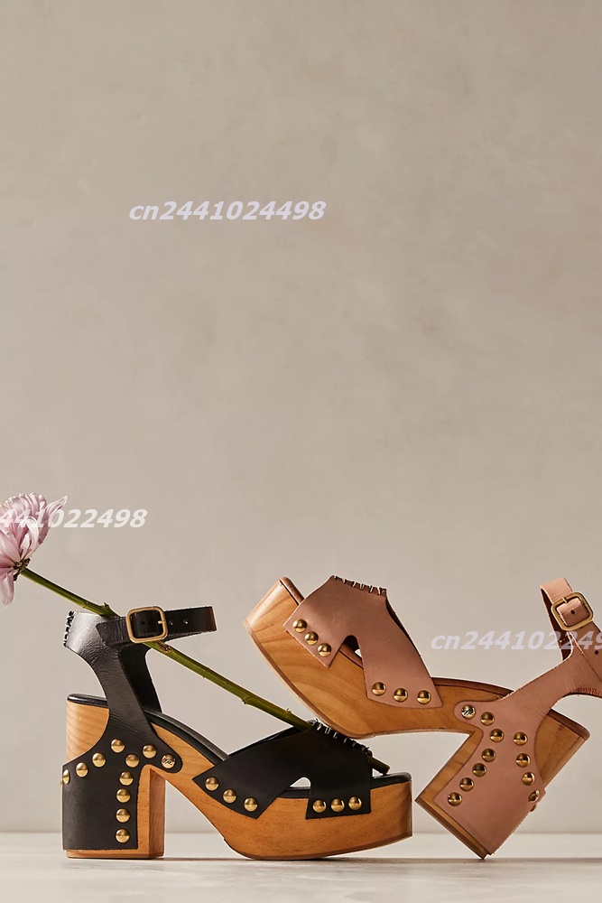 Women Chunky Block Wooden Heel - đánh giá và giá Geta Wooden Sandal