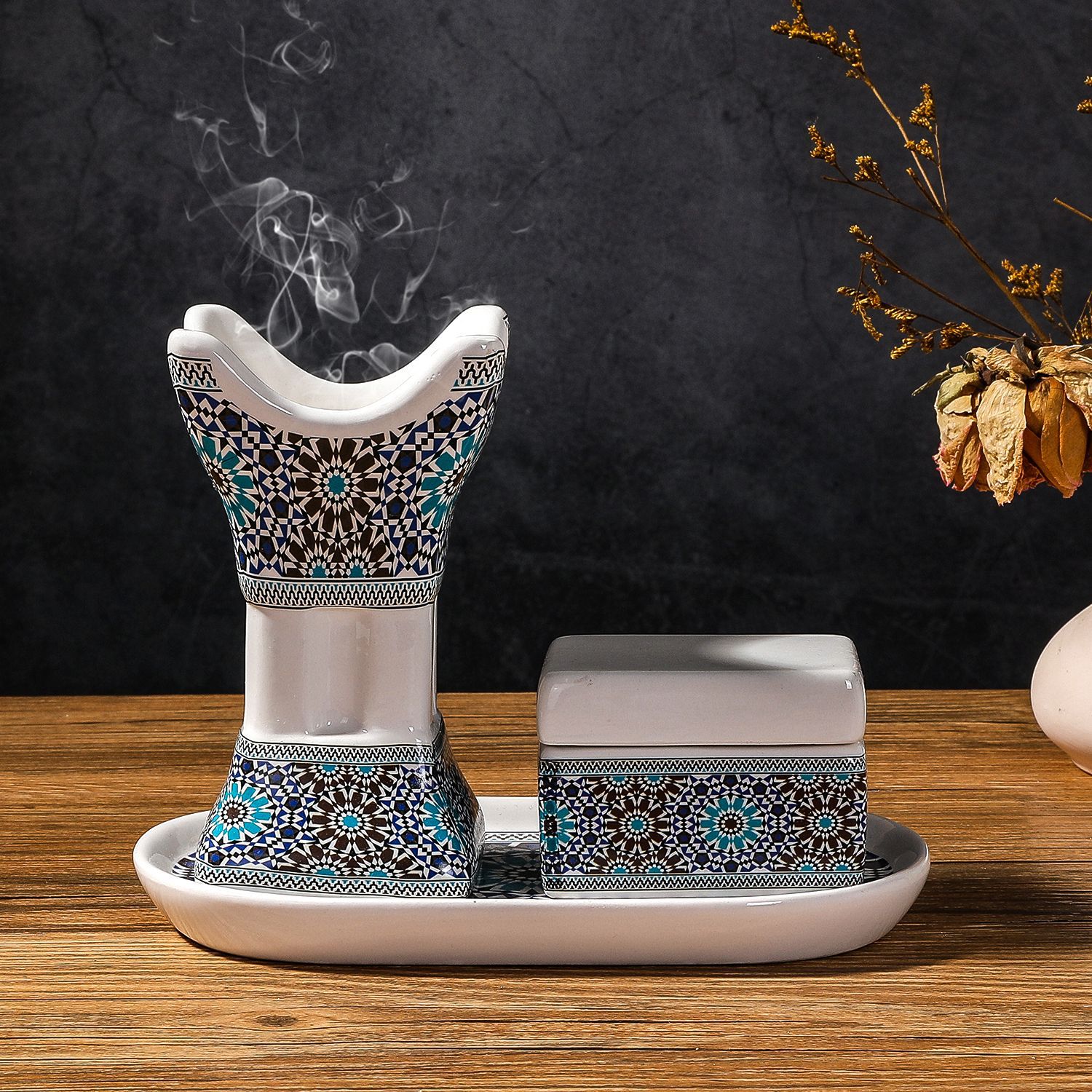 Arabic Ceramic Printed Four-co - đánh giá và giá Incense Holder